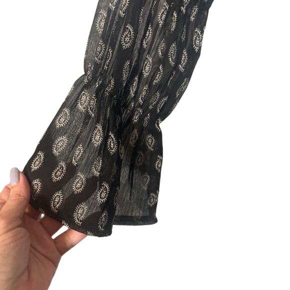 Patrons of Peace Black & White Long Sleeve Puff Sleeve Blouse Women Sz S - Picture 5 of 10